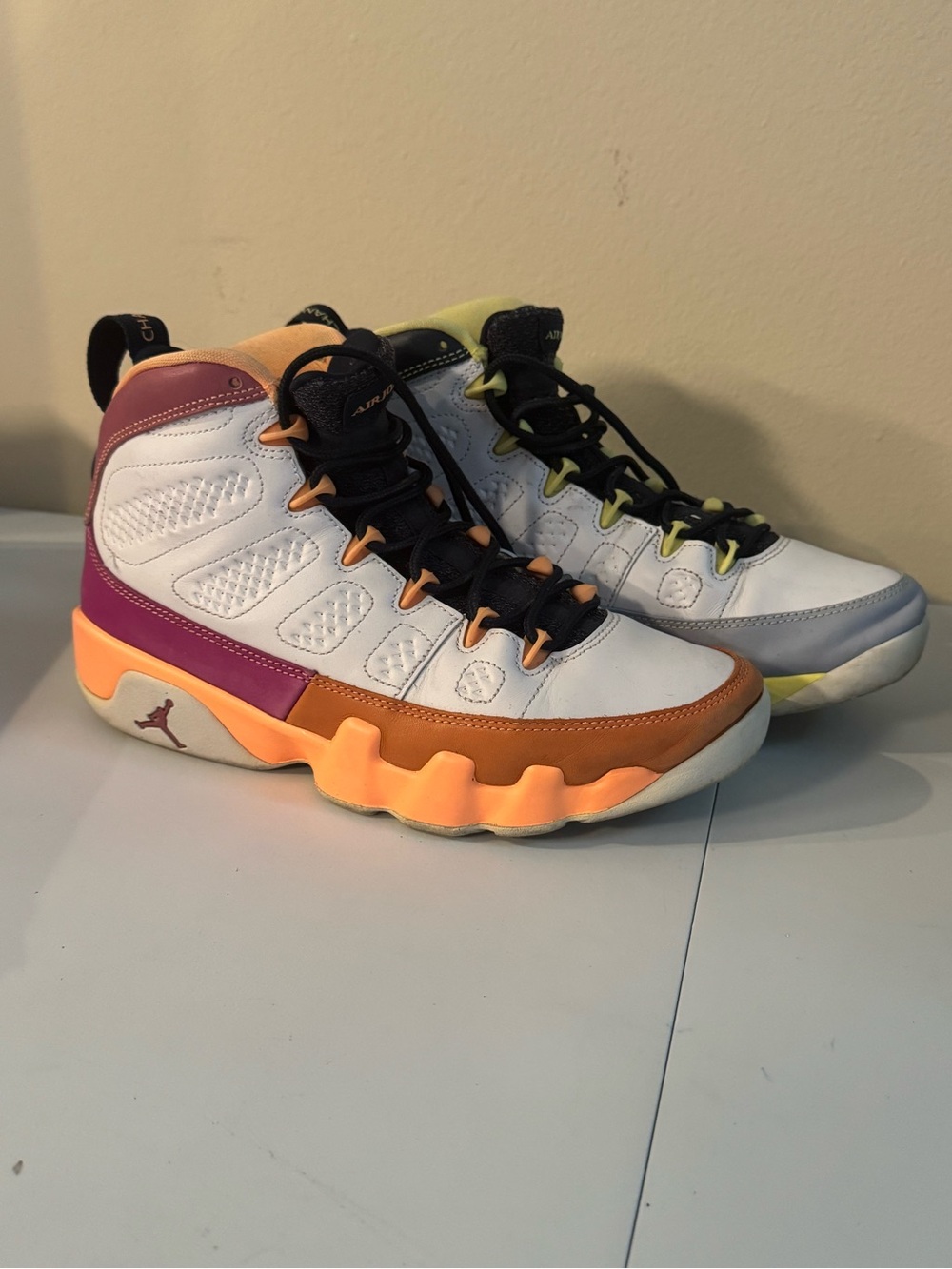 Nike White Multicolor High-Top Sneakers with Orange and Purple Accents